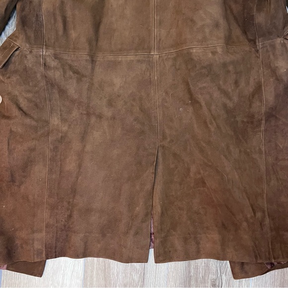 Vintage Brown Genuine Leather Suede Oversized Western Coat- Academia Boho Retro - Picture 7 of 15